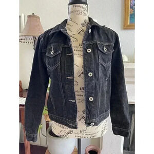Guess Jeans‎ Vtg Denim Black Jacket Button Down XL (junior) Sz Small For Women